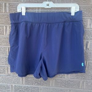 COTOPAXI Women’s navy blue athletic shorts with aqua logo Sz XL